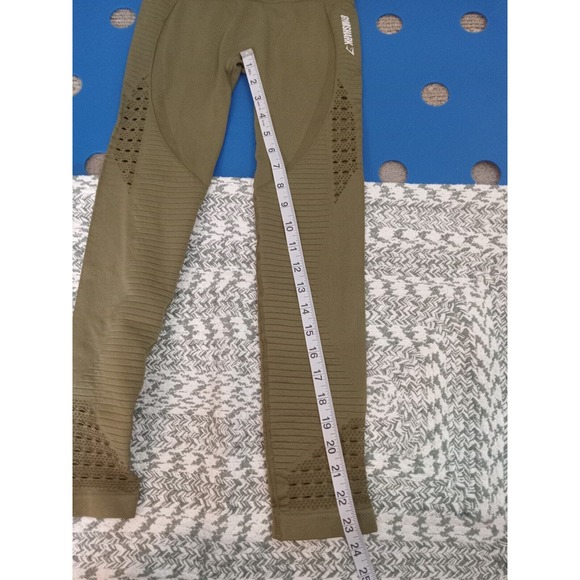 GYMSHARK Energy Seamless‎ Leggings Womens Size Small Olive Green High Rise - Picture 11 of 16